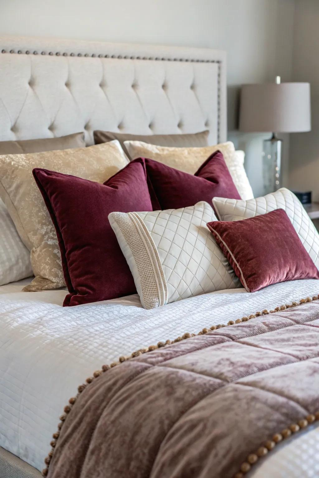A confluence of weaves begets engagement and comfort to pillow placements.