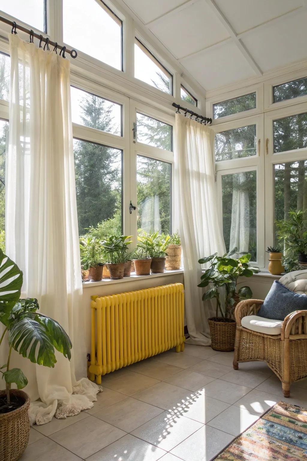 A yellow radiator adds a sun-kissed atmosphere to any space.