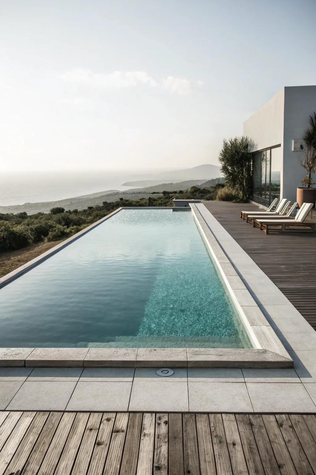 A stripped-down pool layout grants a smooth and open sensation.