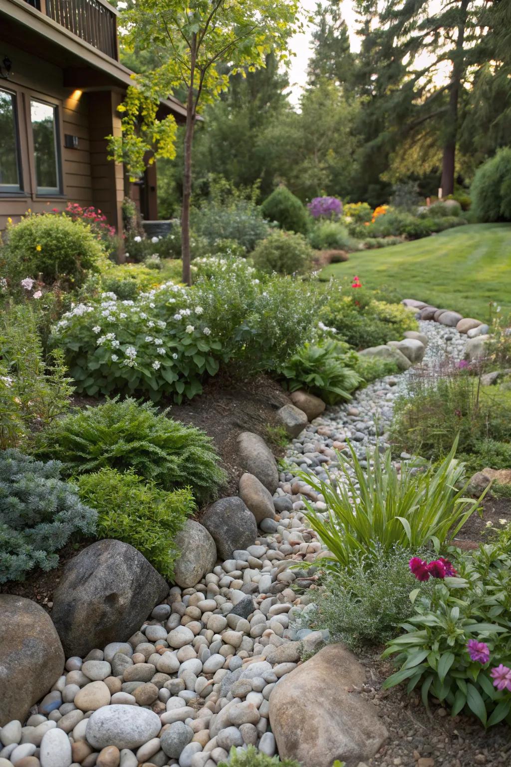 Enrich your garden's appearance utilizing streamside stone terrain overlay.