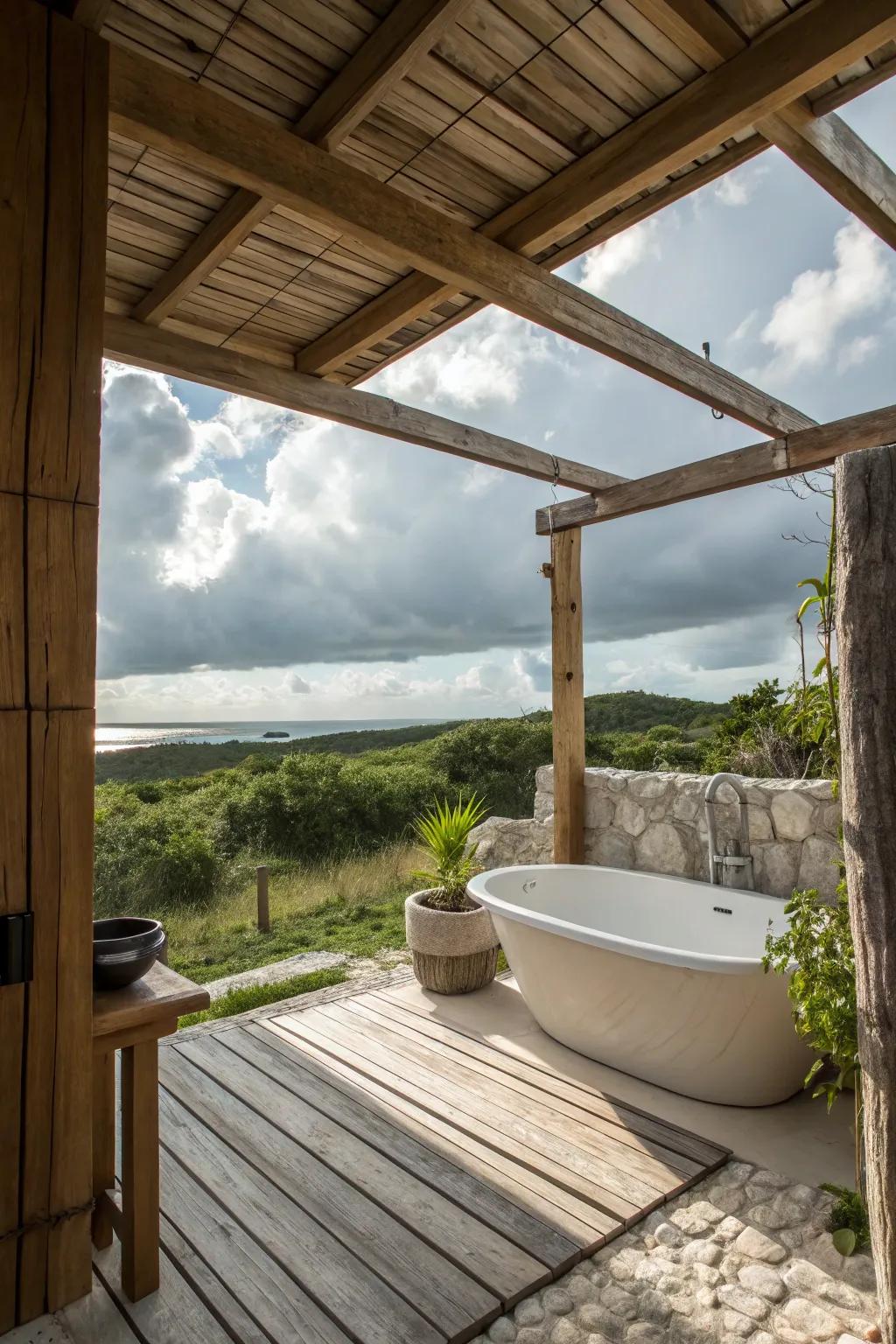 Borderless layout invites the sky into your bathing experience.