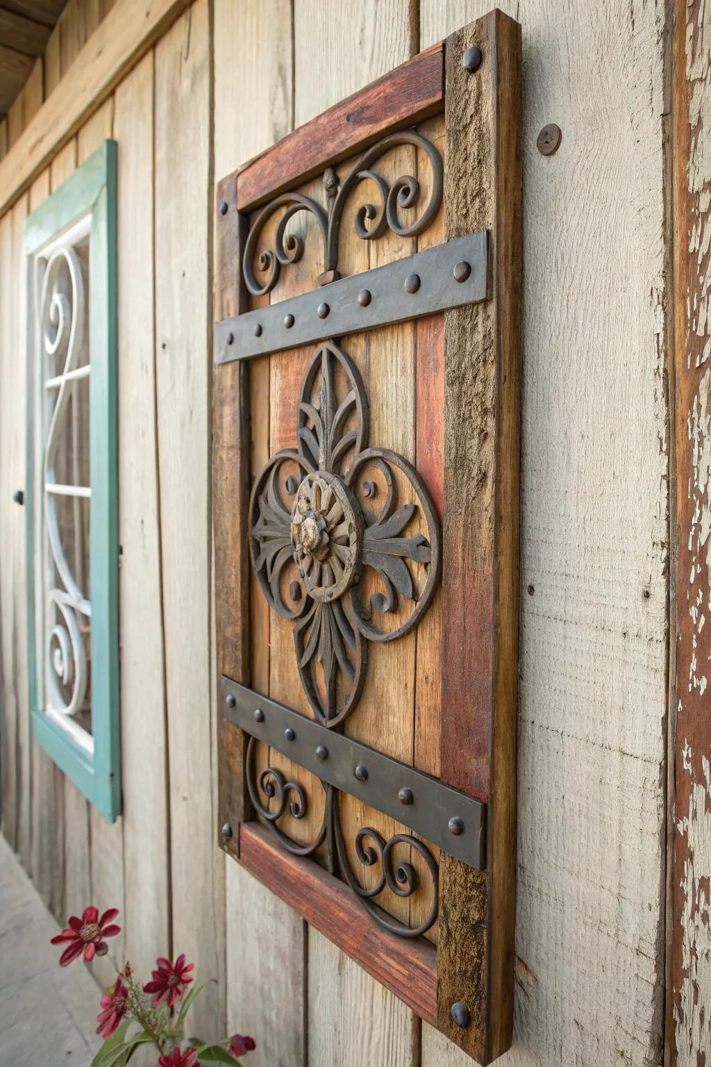 Countryside-inspired artistry, incorporating metallic and timber features, enhances the charm and individuality of the decor.