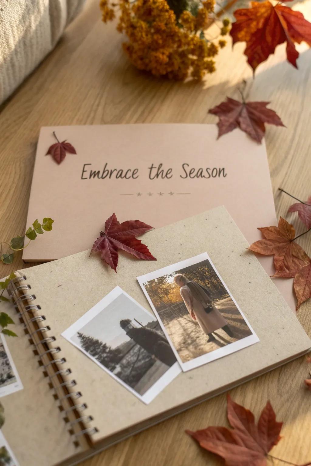Catch the embodiment of the time with a wonderfully themed scrapbook format. 🍂✨