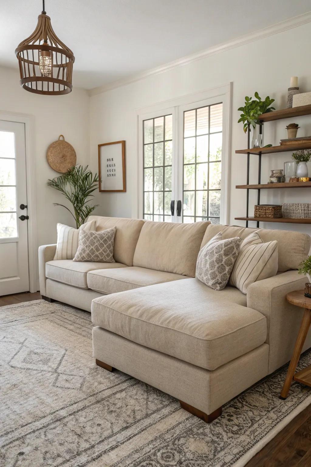Sectionals in neutral tones offer enduring elegance and adaptability.