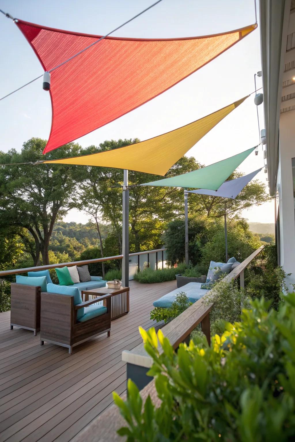 Shade sails contribute a modern zest to your outdoor area.
