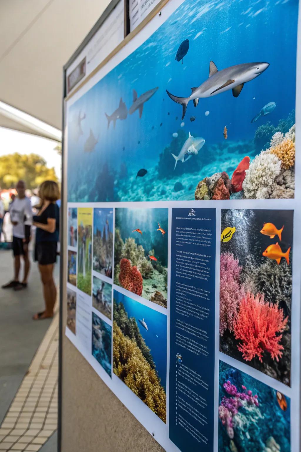 An immersive oceanic expedition awaits on this bulletin board.