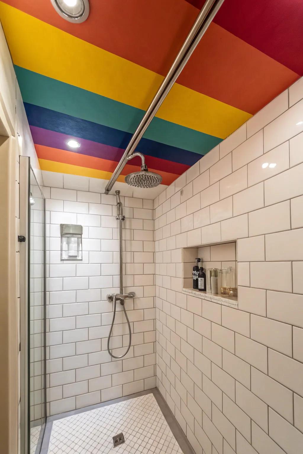 A splash of striking tone changes the shower's style.