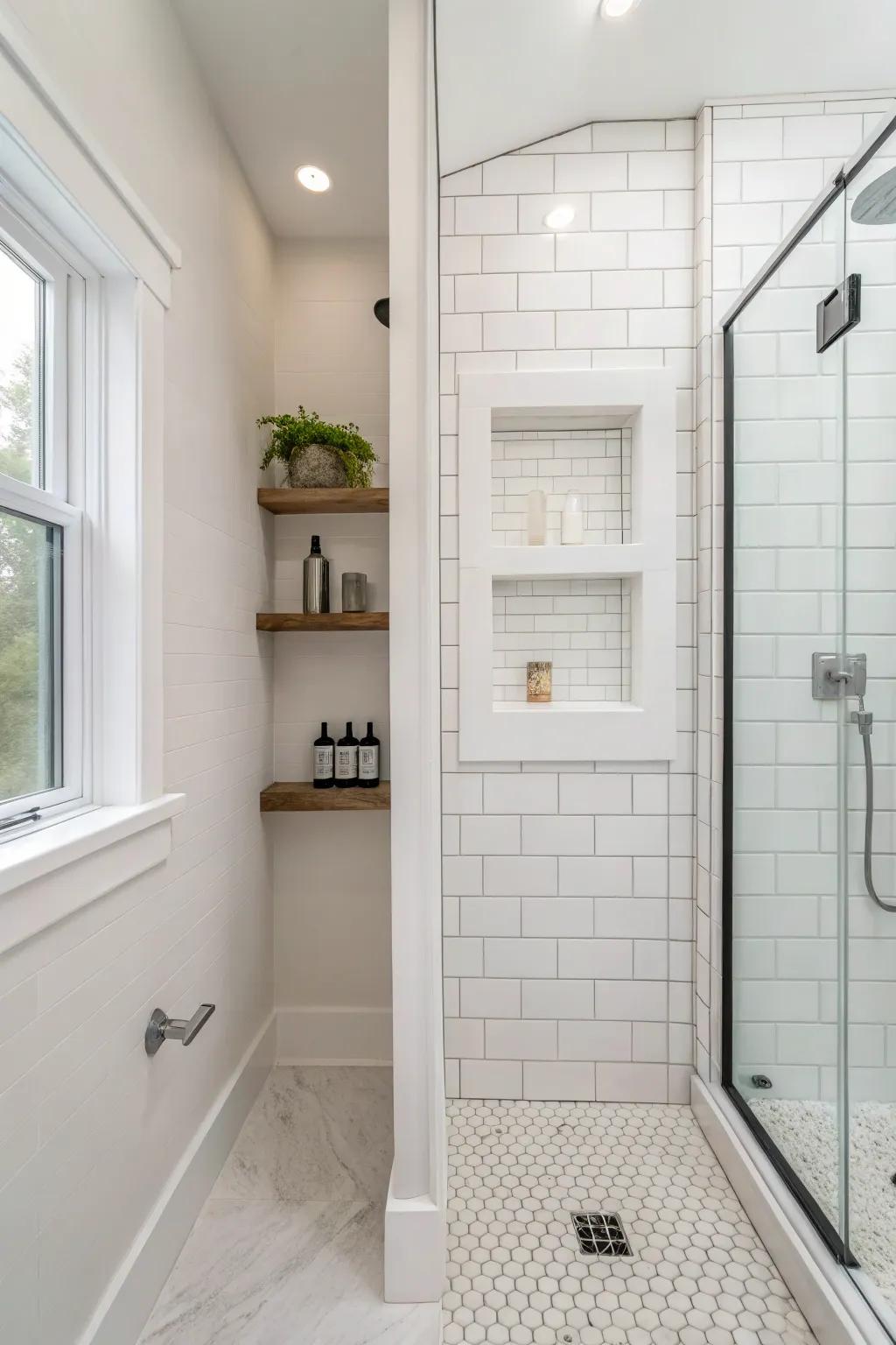 Simple frameless shower recess