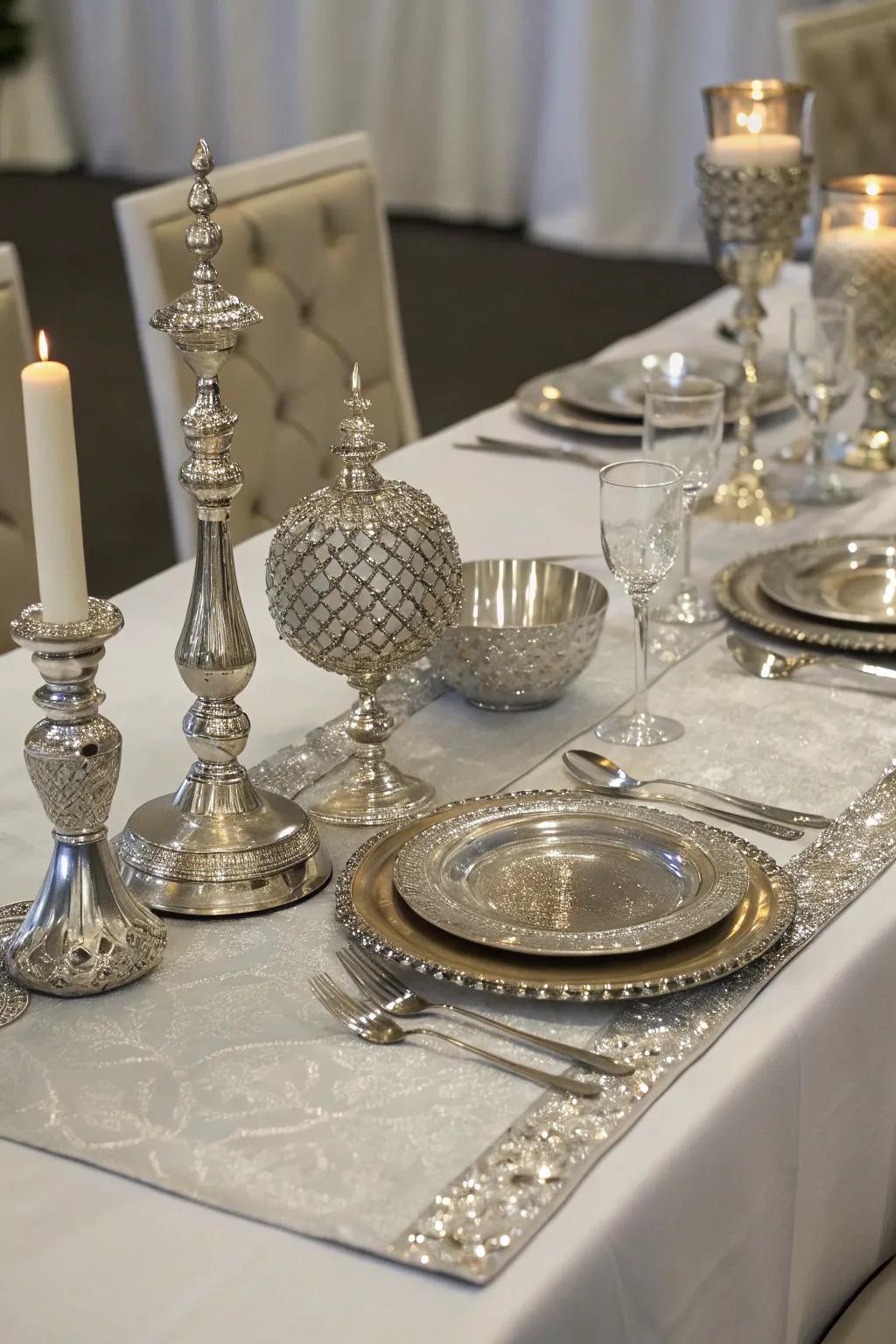 Craft a sophisticated culinary experience with silver surface arrangements.
