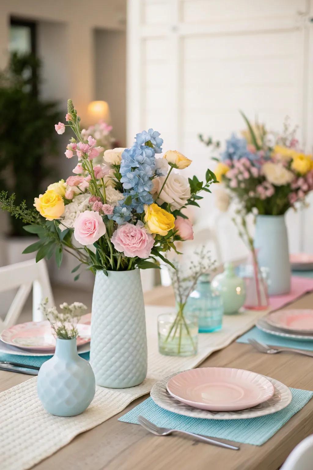 Pastel botanical arrangements that infuse a hint of refinement and the outdoors.