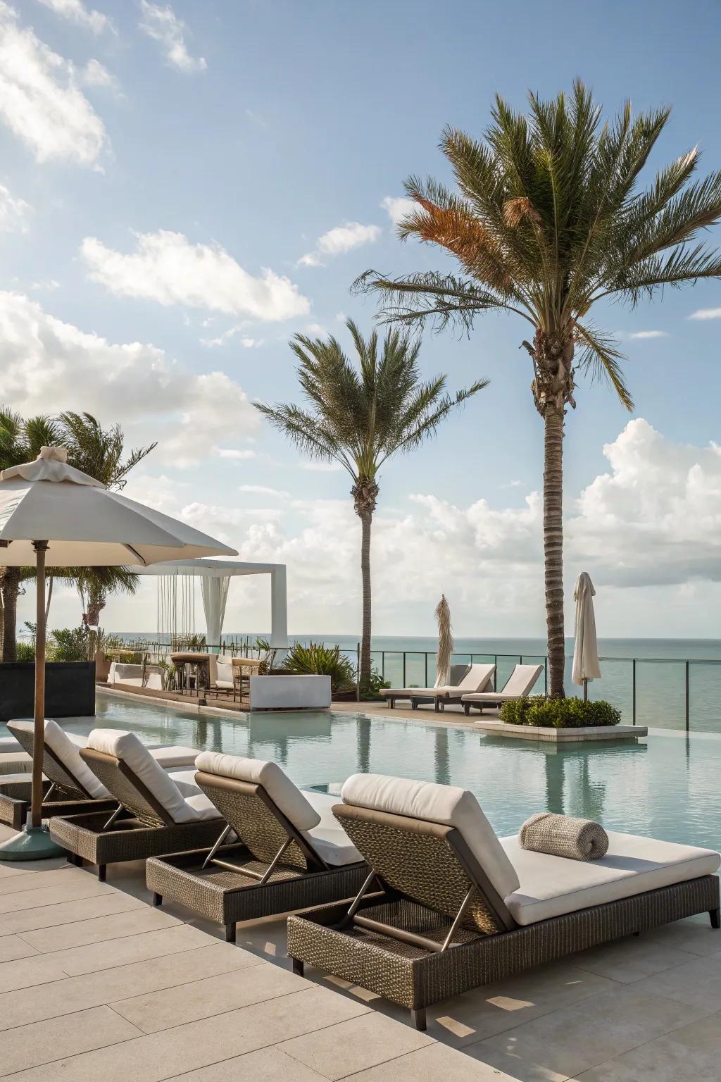 A welcoming and cozy relaxation spot by the pool.