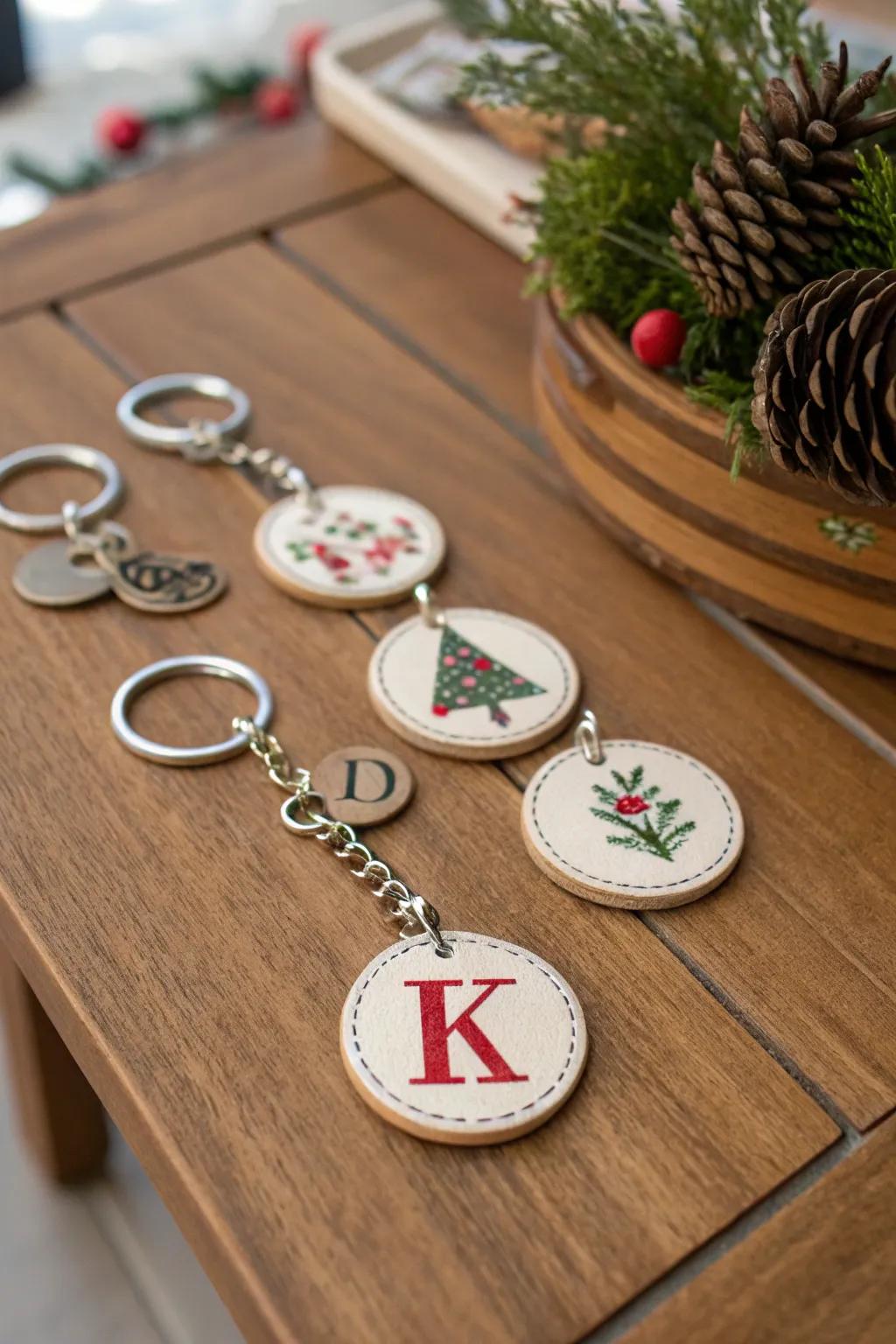 Delightful individualized keychains prepared for giving.