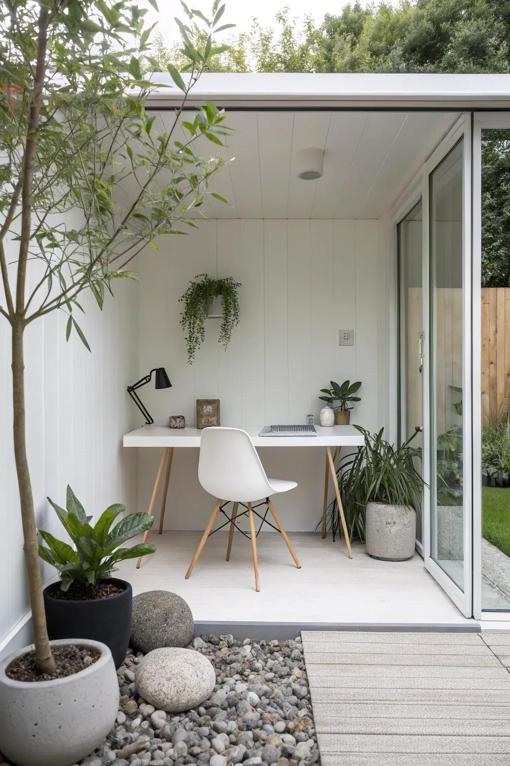A clutter-free and streamlined garden office.