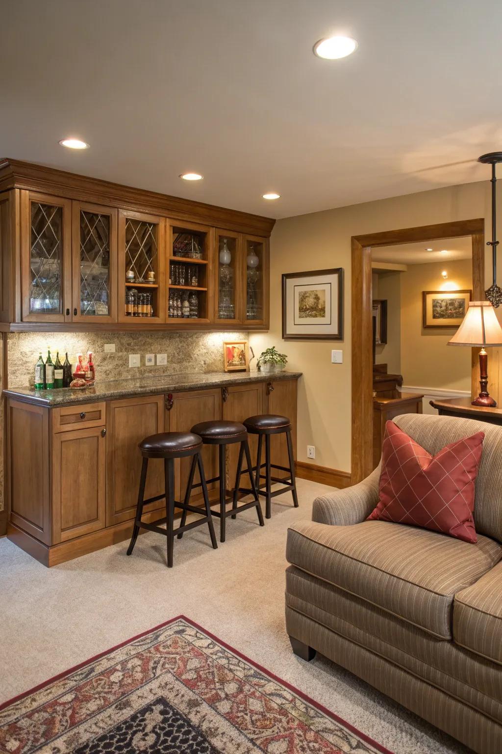 Change a corner into a fashionable bar alcove.
