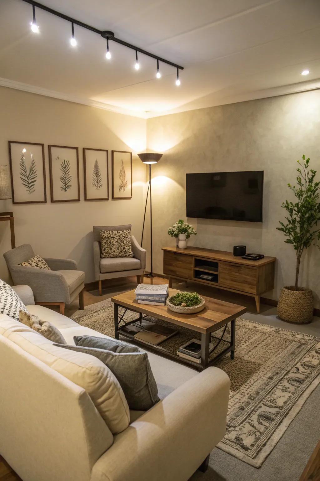 A soothing palette creates an open and inviting atmosphere in a small area.