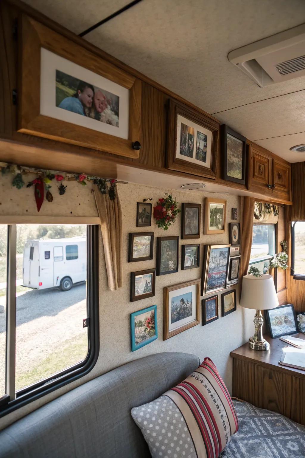 Wall decorations personalizes your RV area and includes a touch of home.