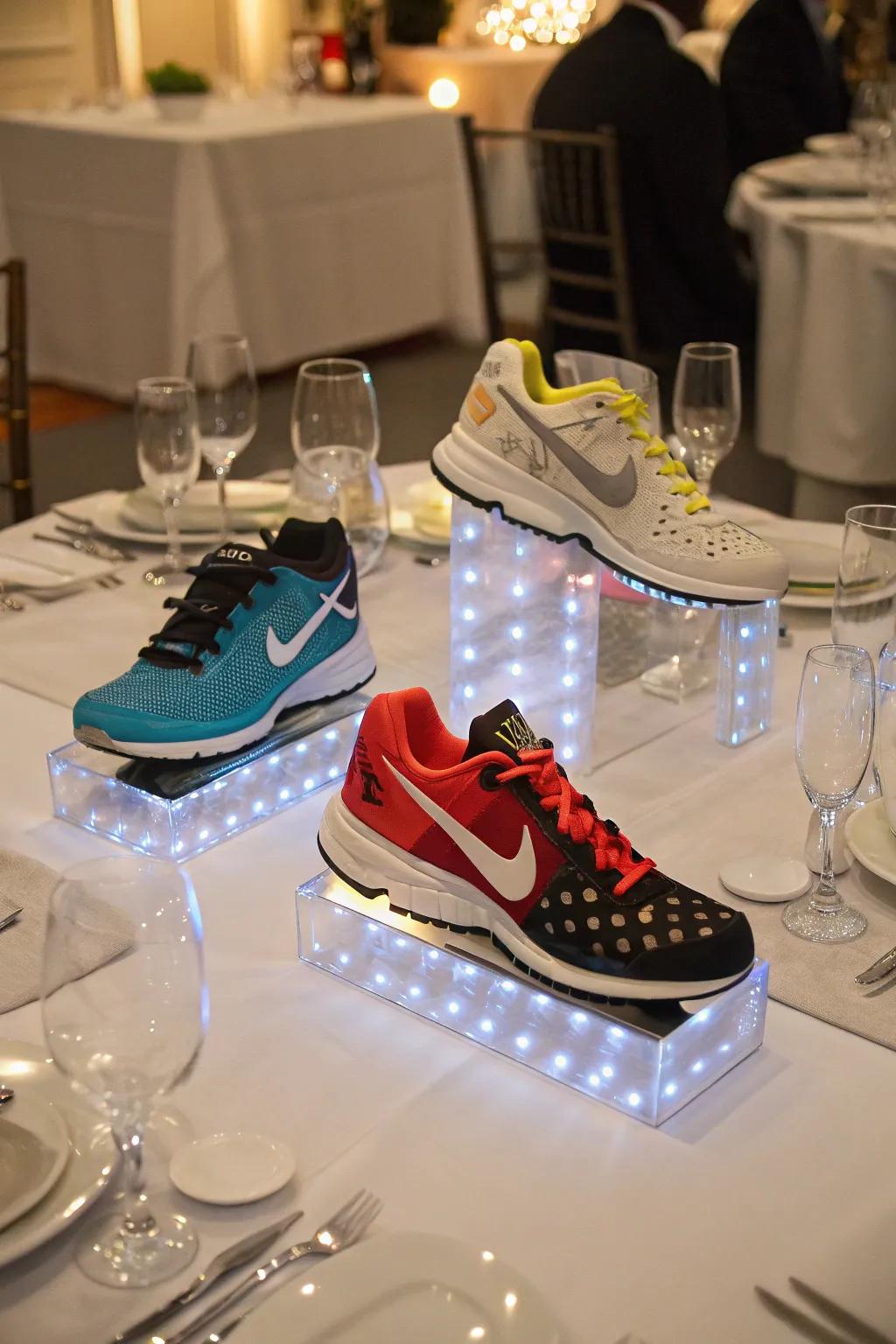 Footwear centerpieces that bring a special touch to the table.