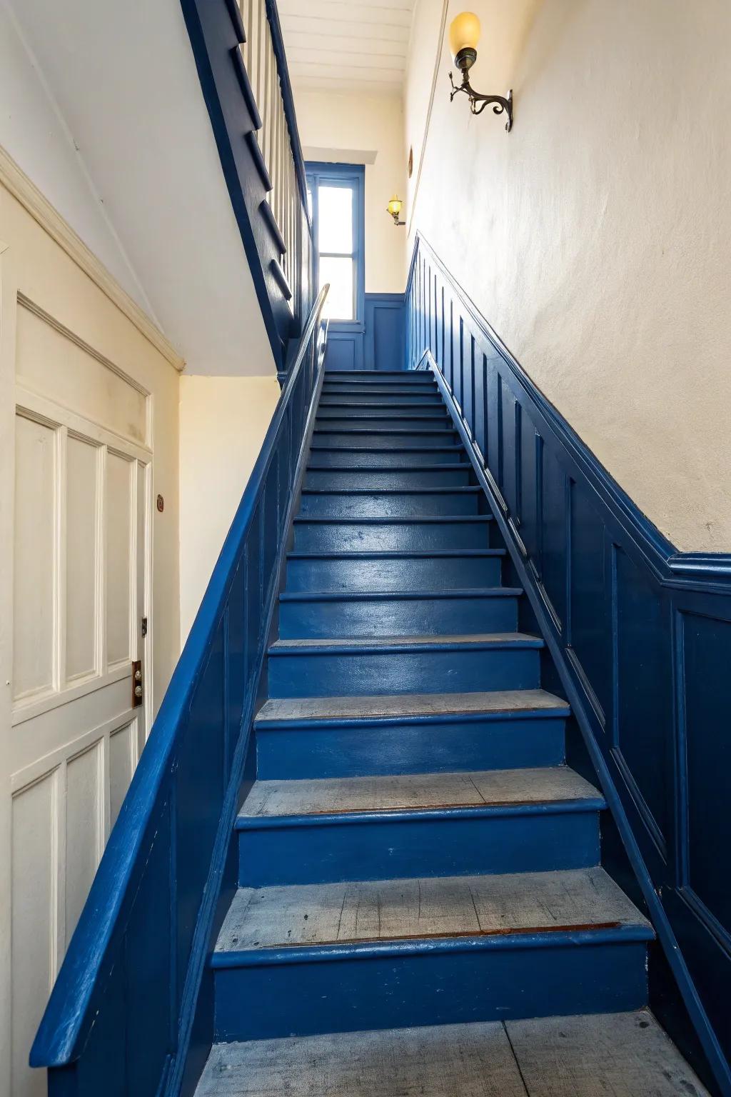 Contrasting tones position your staircase as the centerpiece.
