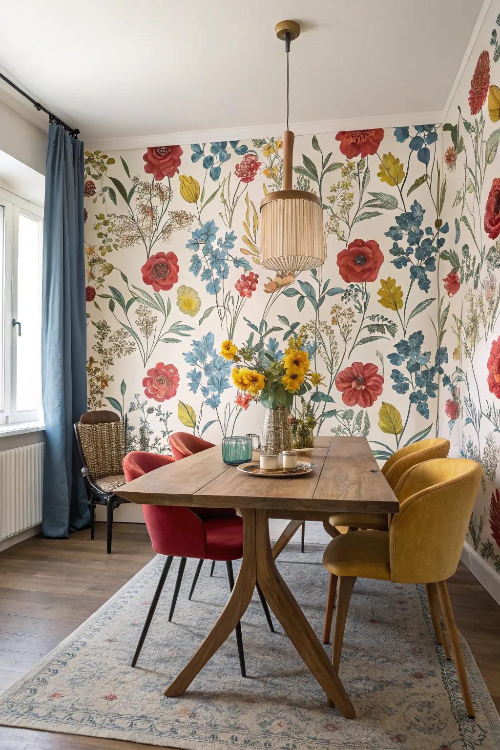Infuse a touch of romance with floral wallpaper.