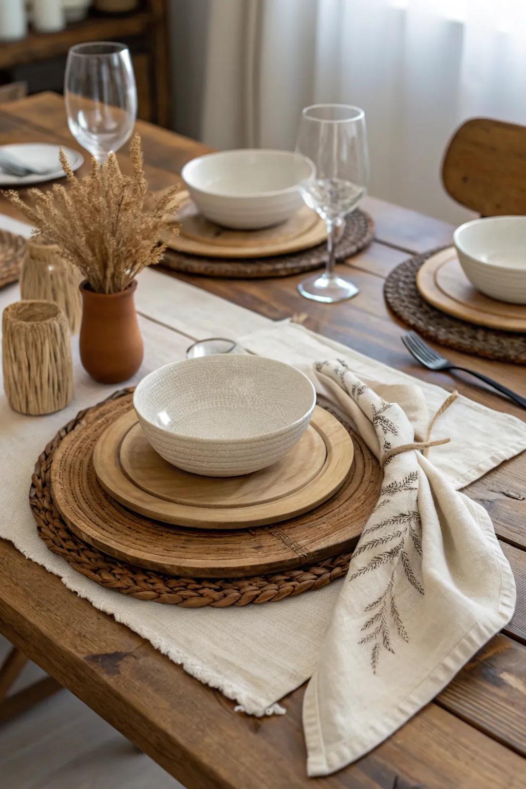 Simple elements add warmth and simplicity to the table.