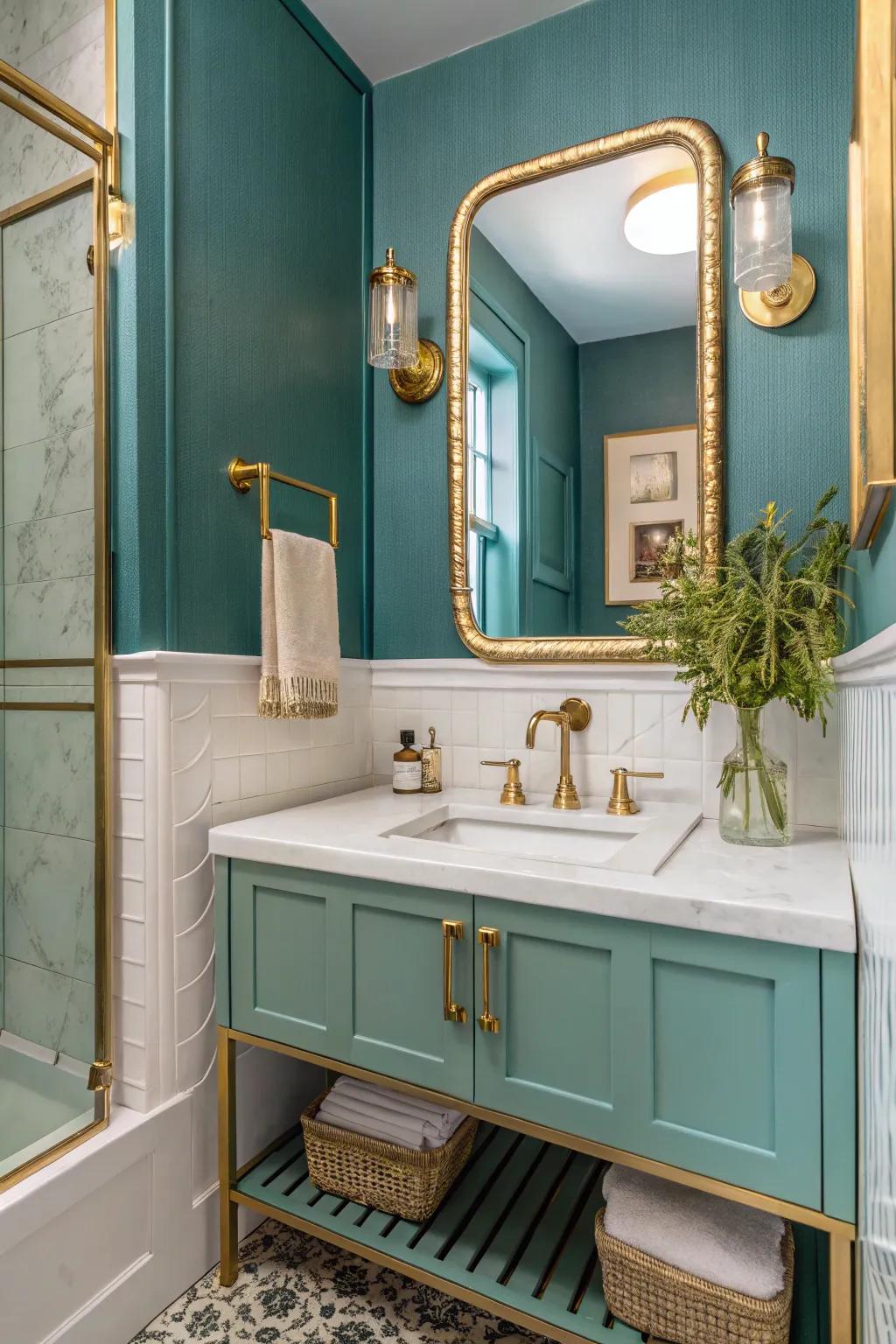 Infuse a dash of opulence with cerulean and gilded details.