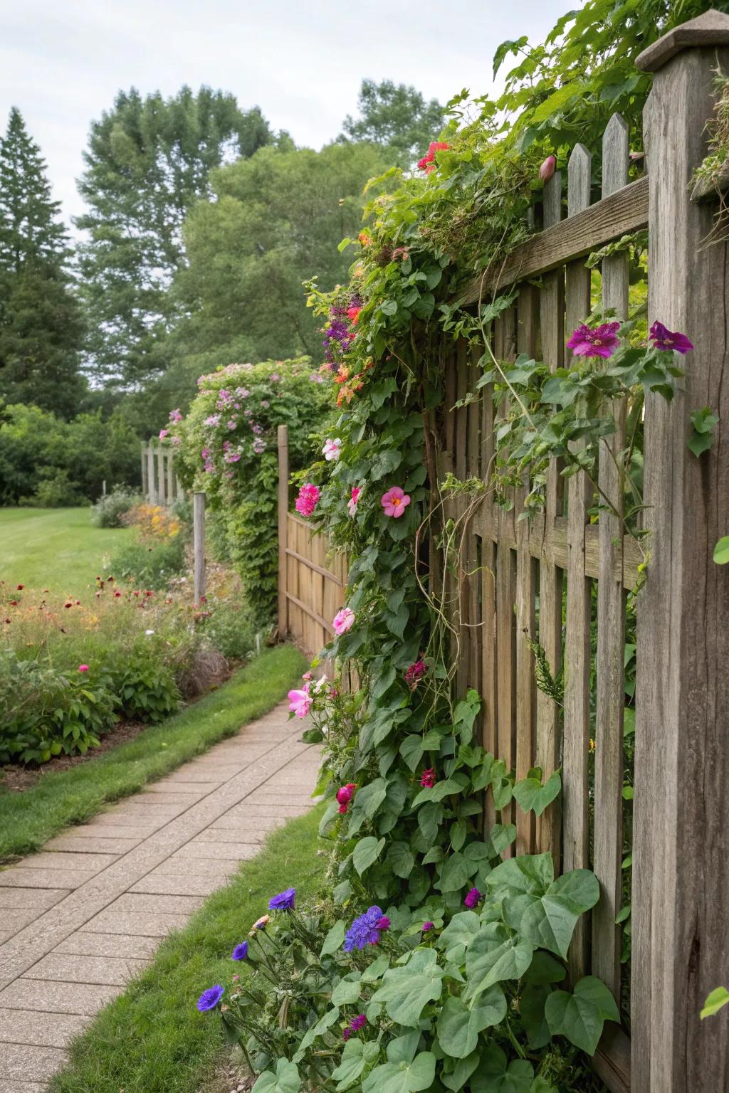 Unite your guard with the natural world by employing climbing flora.