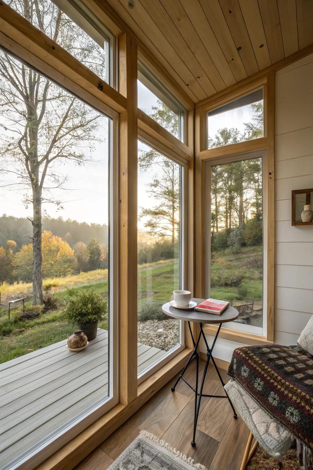 Corner windows brighten up any space with light from diverse angles.