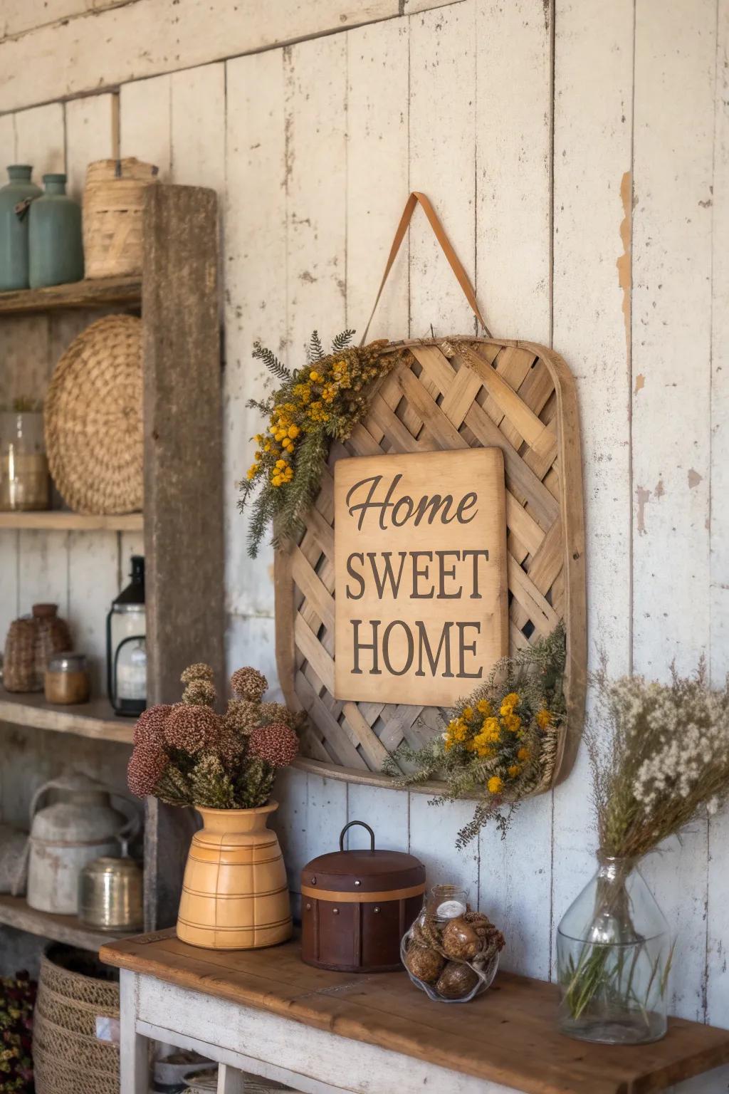 A welcoming touch with an inspiring phrase within a cargo net.