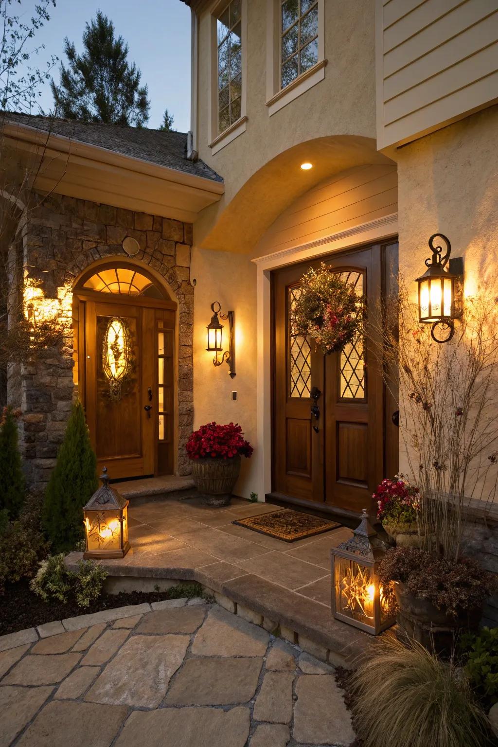 Warm lighting turns your entryway into a snug getaway.
