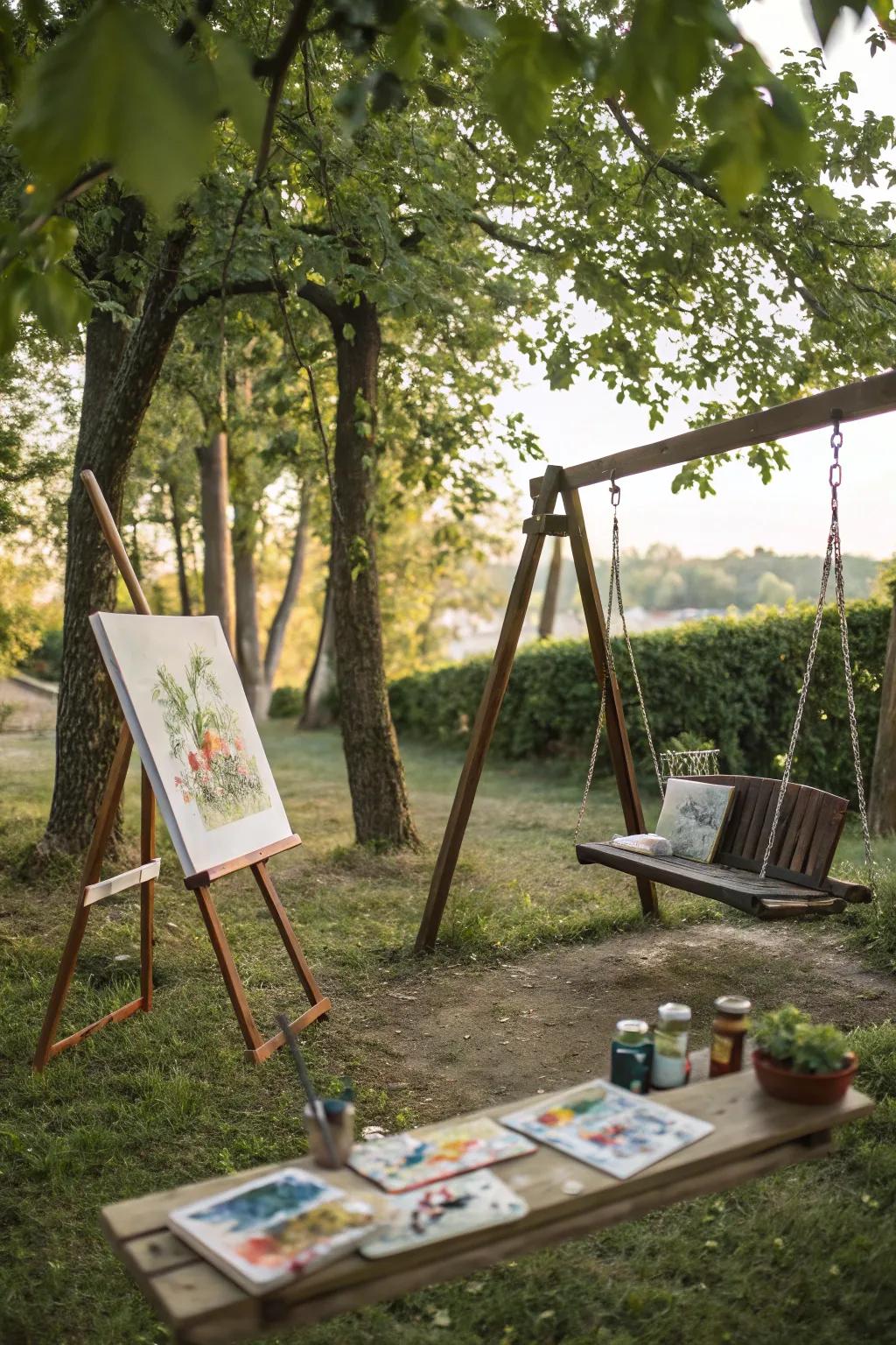 Unleash creativity in your backyard art corner.
