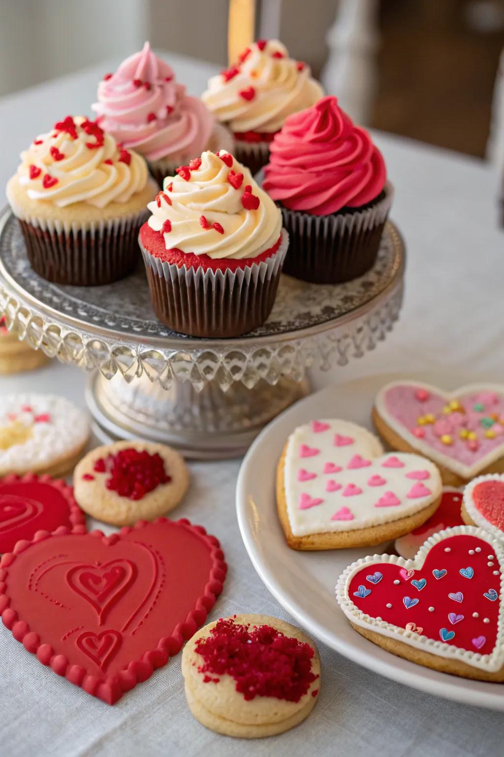An appealing assortment of Valentine's Day desserts