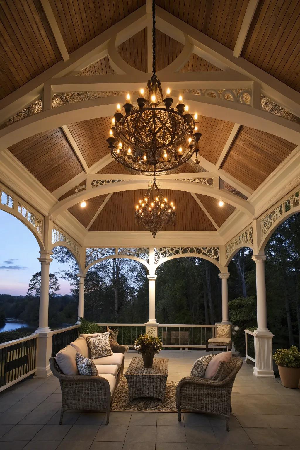 Enhance your porch through sophisticated lighting installations.