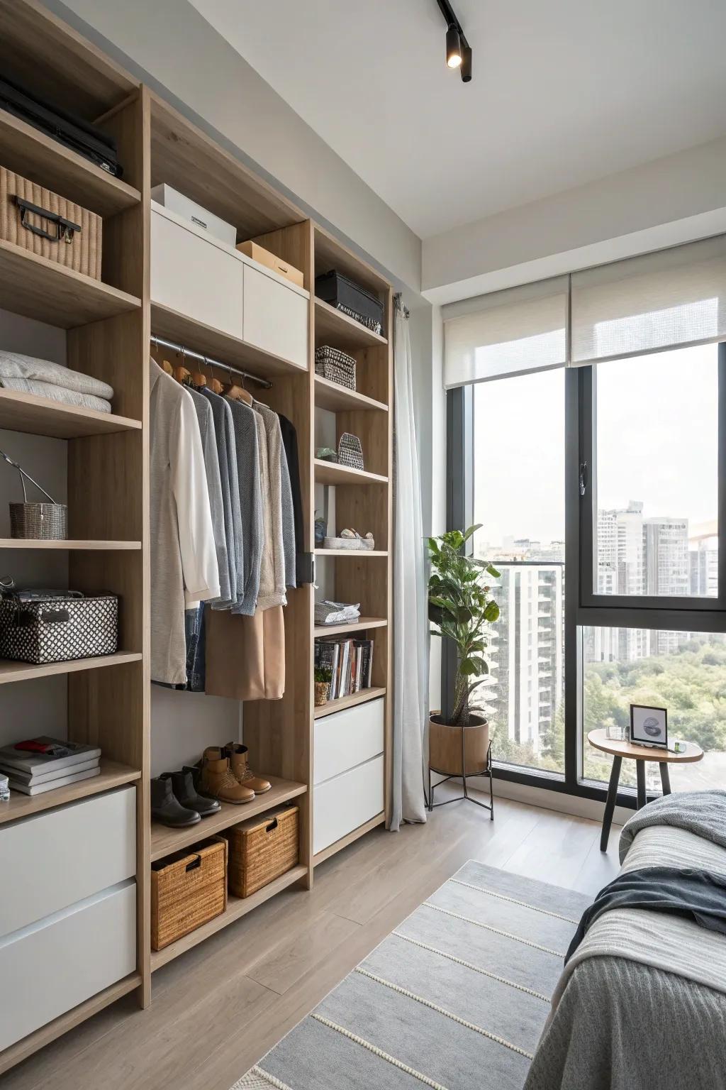 To open up your studio, reach for the sky with vertical storage.