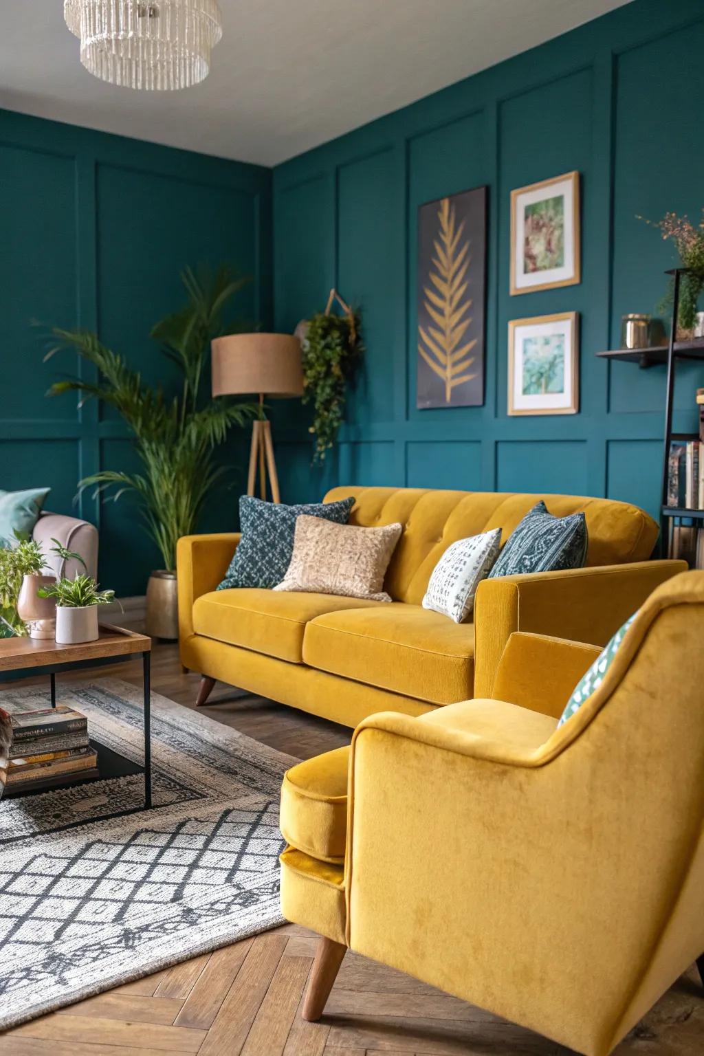 Establish coordination between your walls and furnishings for a balanced aesthetic.