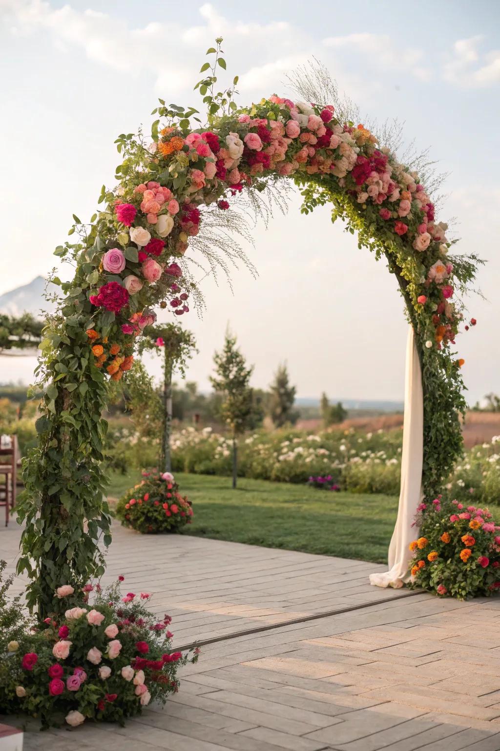 Create a focal point with a stunning floral arch.