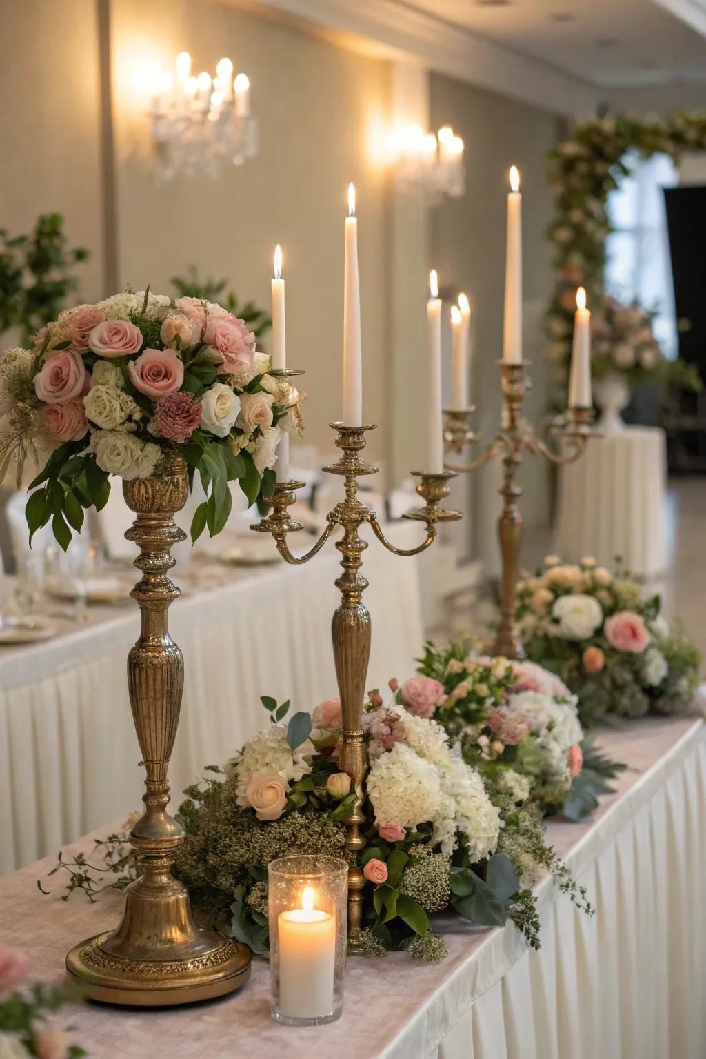 Classic candle holders boosting the sophistication of the decoration.