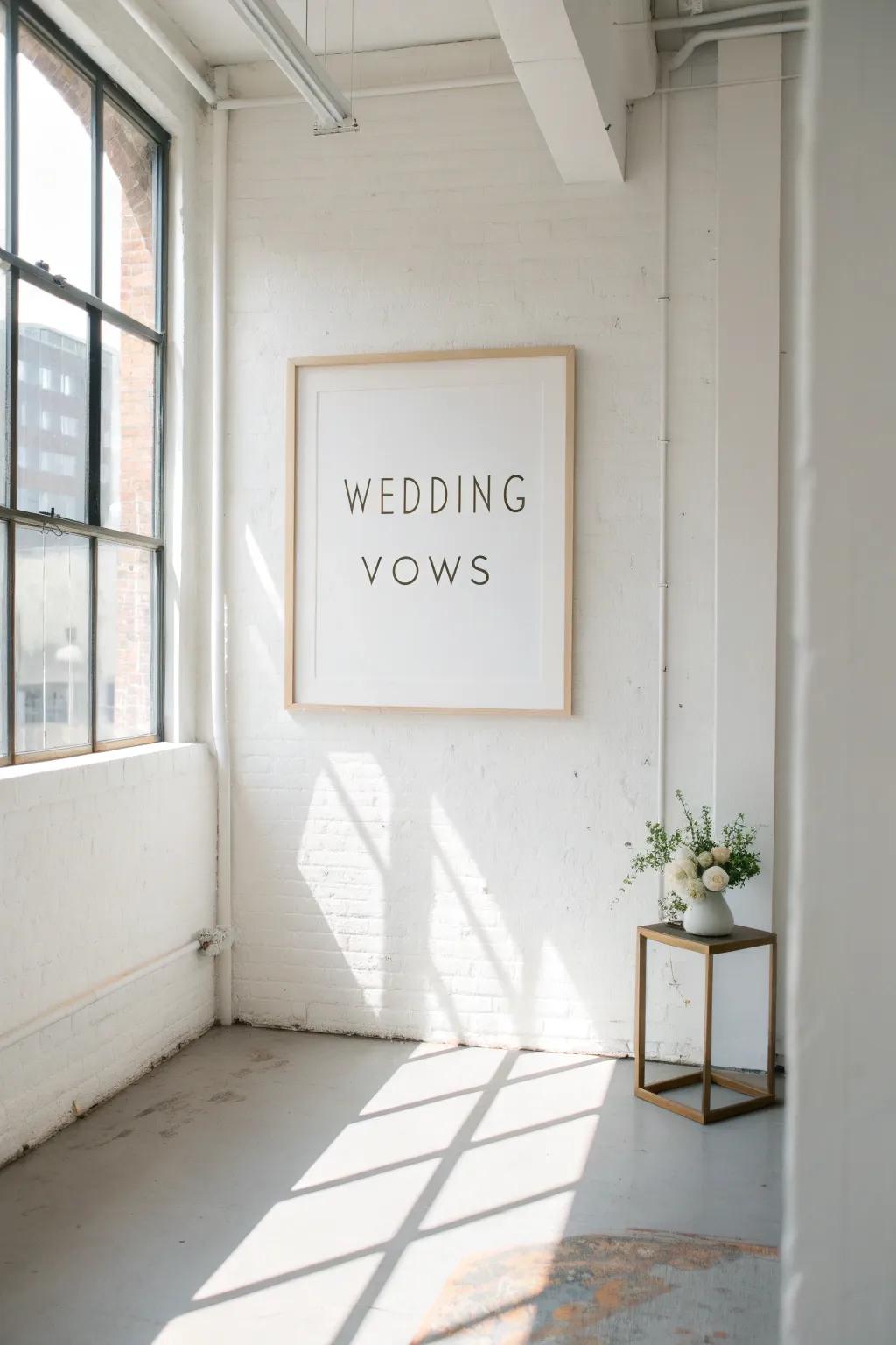 Understated font design art underscores the loveliness of vows.