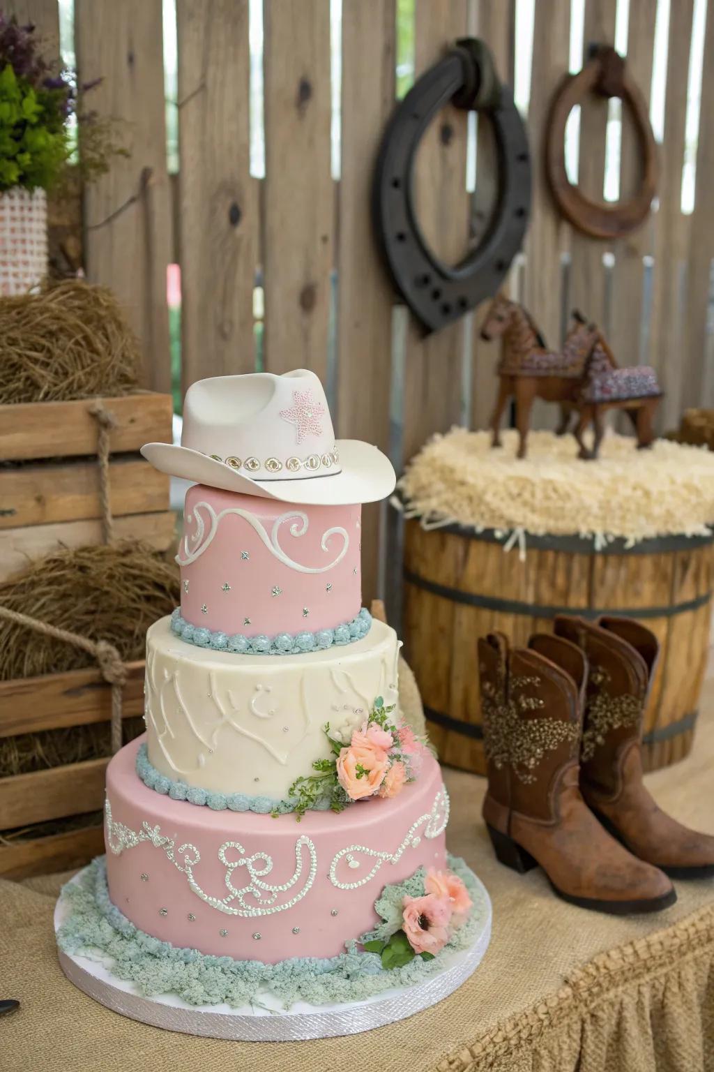 Cake topped off with cowpoke-inspired caps.