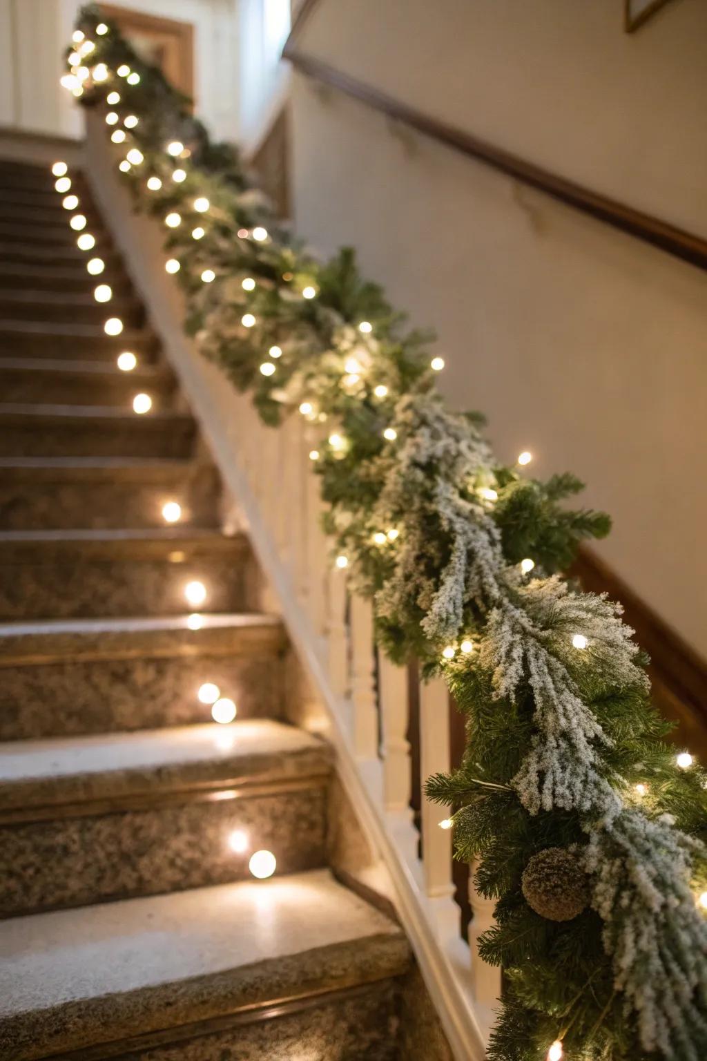 Glistening garlands introduce wintry elegance indoors.