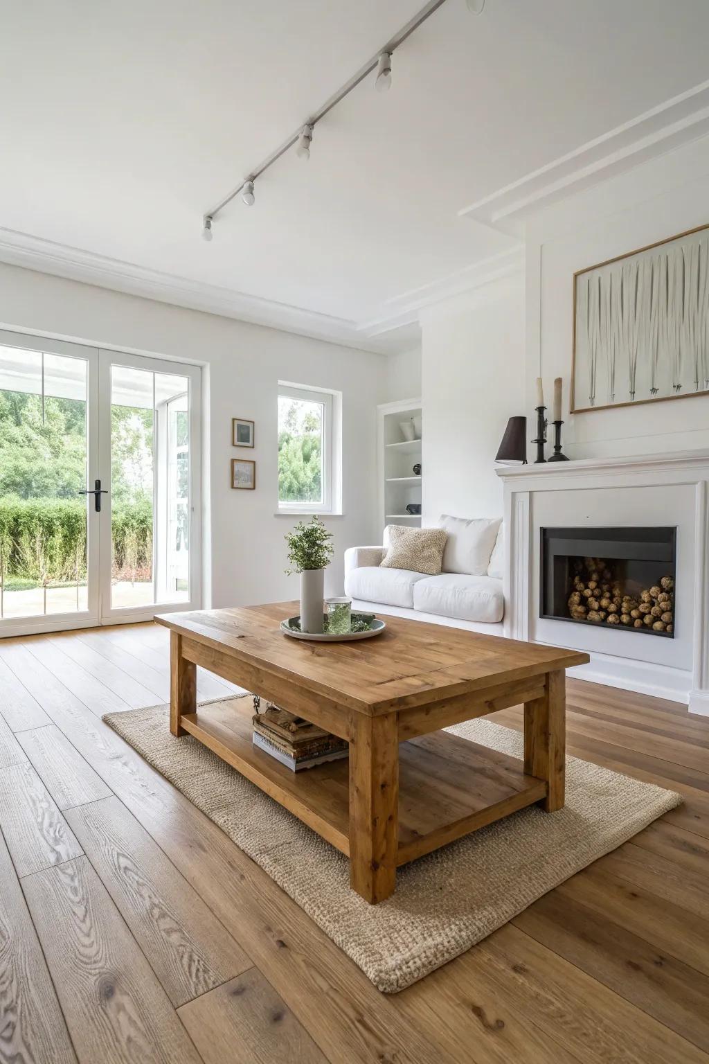 Wood touches introduce an element of nature to a white space.