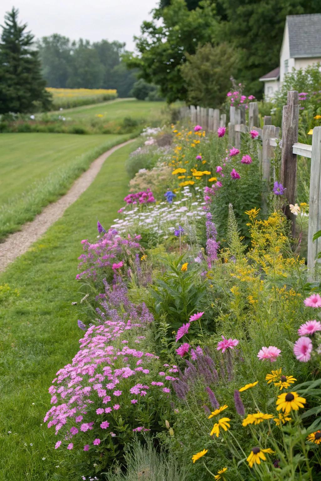 Botanicals creating organic borders in a garden setting.