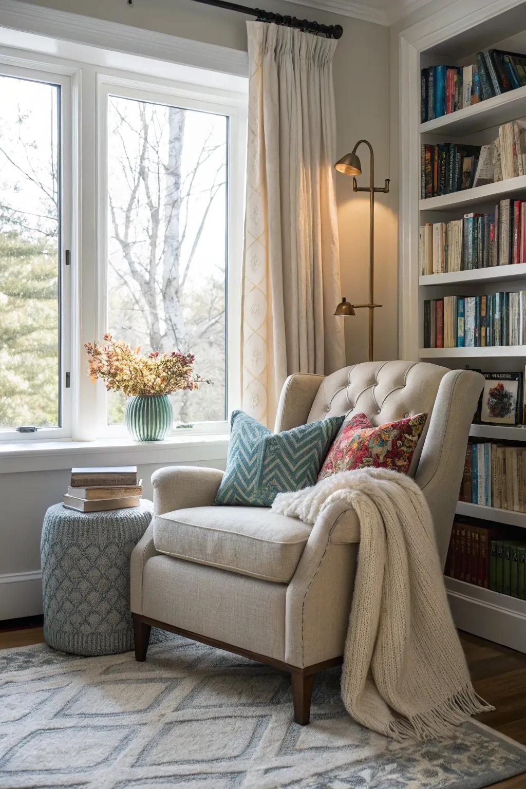 Design an inviting reading spot by your window for the ultimate relaxation.