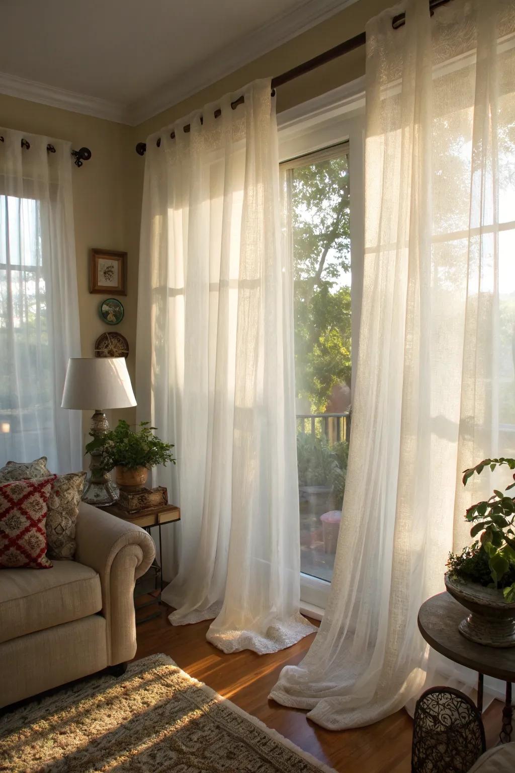 Light drapes provide a light and breezy solitude solution.