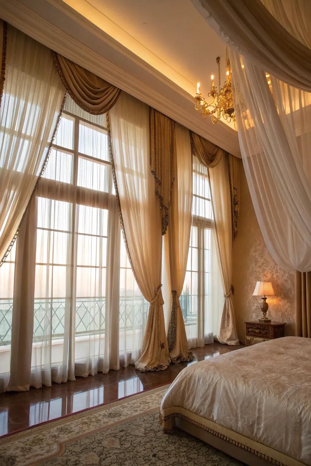 Layered coverings offer adaptability, blending lightness with seclusion.