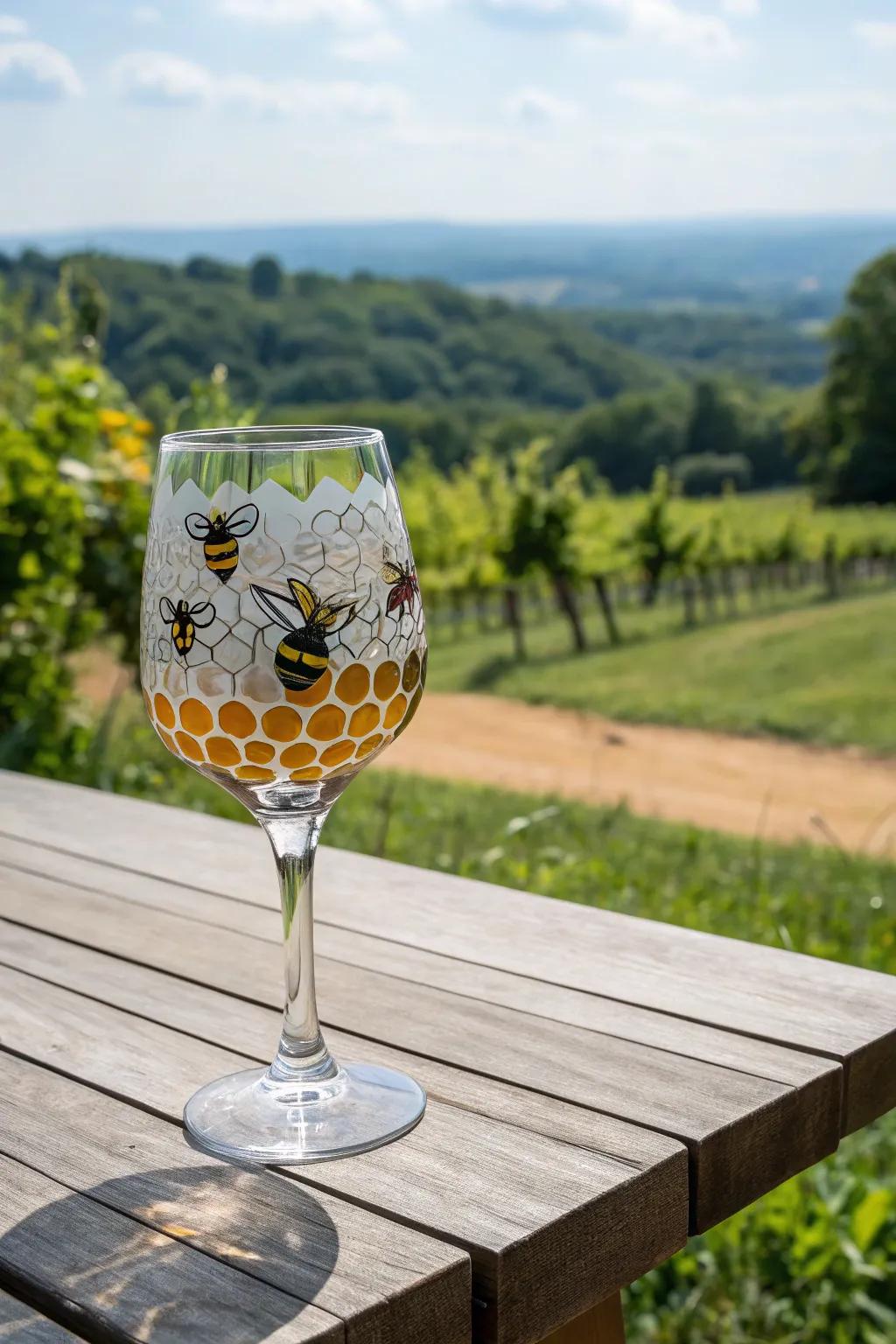 Bee and honeycomb patterns give a sense of natural beauty to your stemware.