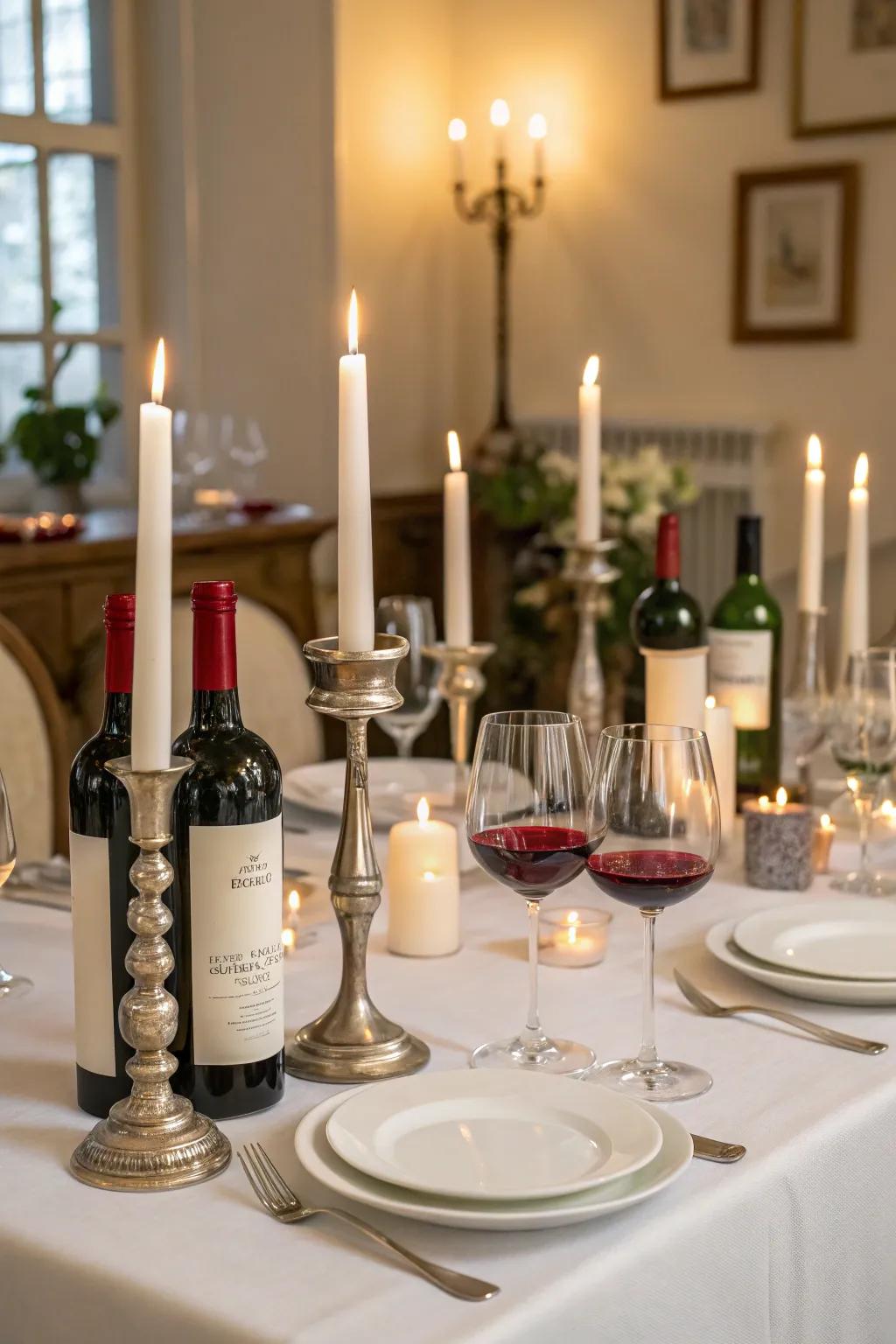 Candles evoke a comfortable and welcoming vibe ideal for any wine meet-up.
