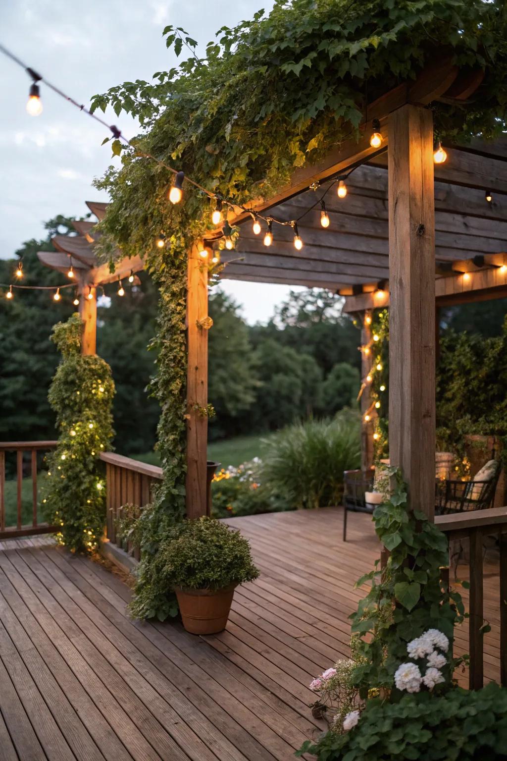 A pergola adds both style and comfort to your wooden deck.