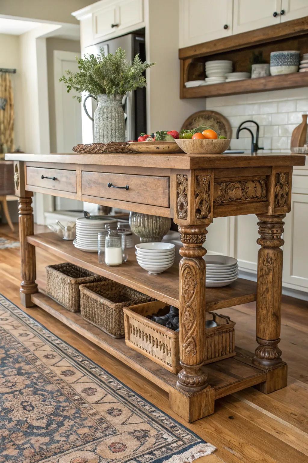 An island with a country house theme that gives off friendliness and warmth.