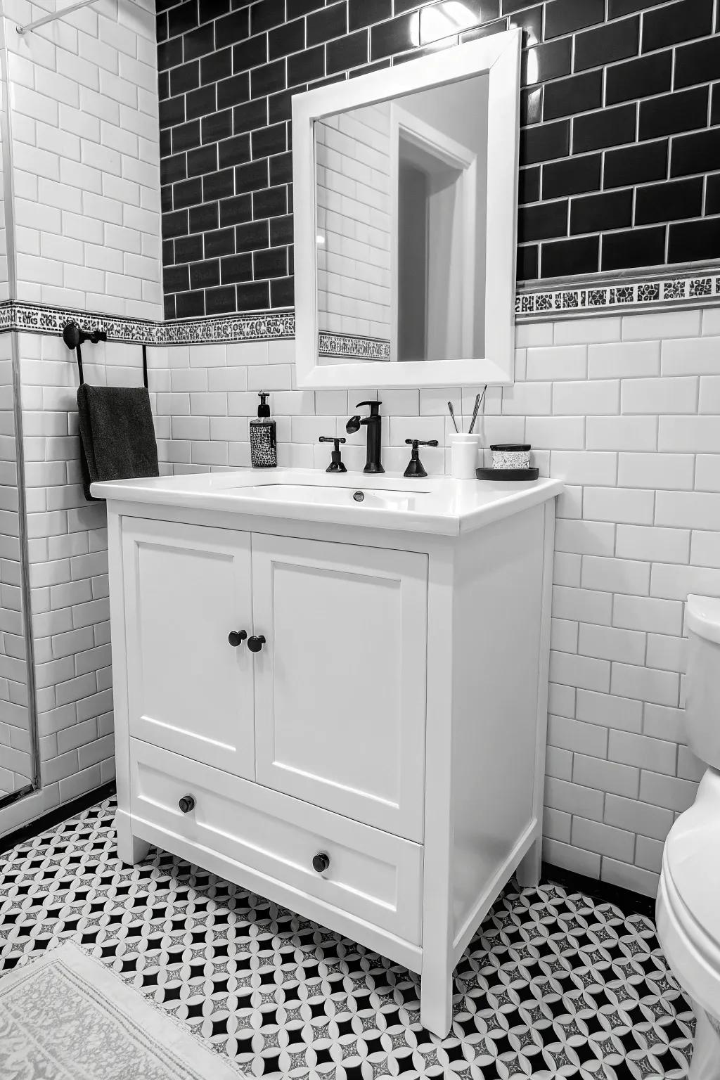 Achieve ageless beauty using a monochrome vanity.