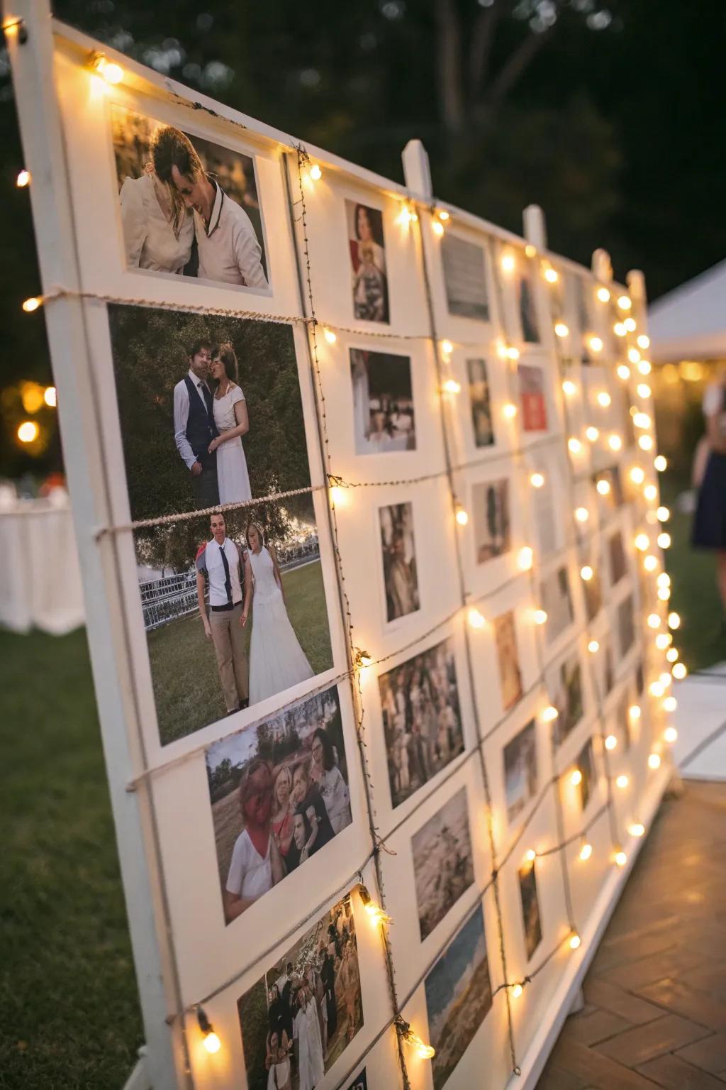 A heartwarming photo display capturing the shared journey of the couple.